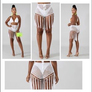 A white shorts swim cover up